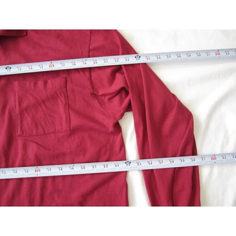 Vtg Men Jockey Cotton Red Long Sleeve Pullover Shirt Sz L (MT271) Made in USA